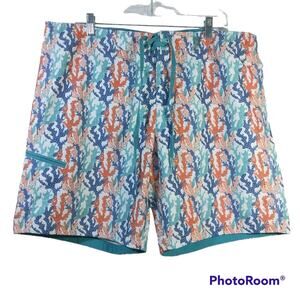 Totto Blue Coral Print Swim Trunks Board Shorts Size XL